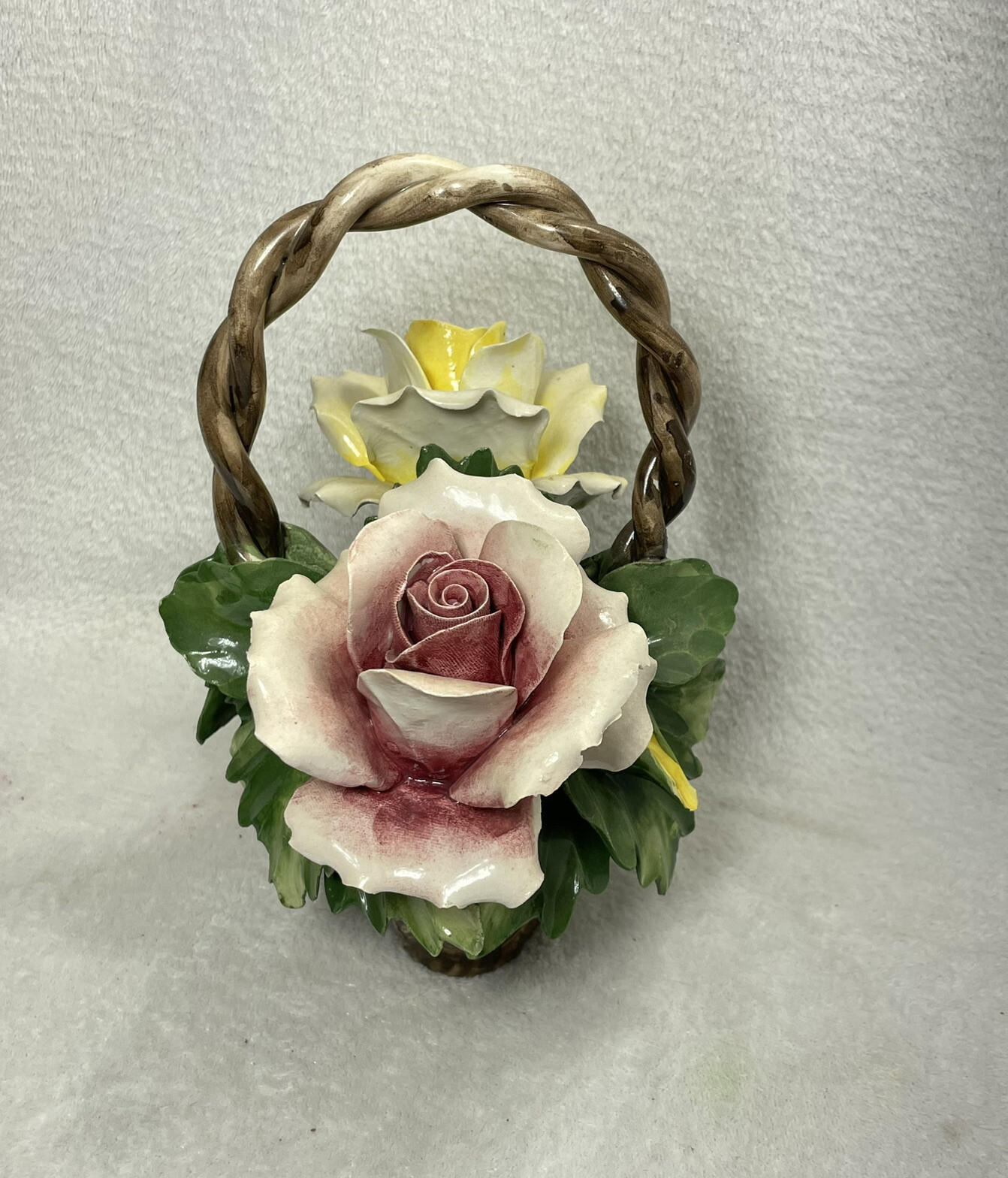Capodimont Pink and Yellow Rose in a Basket