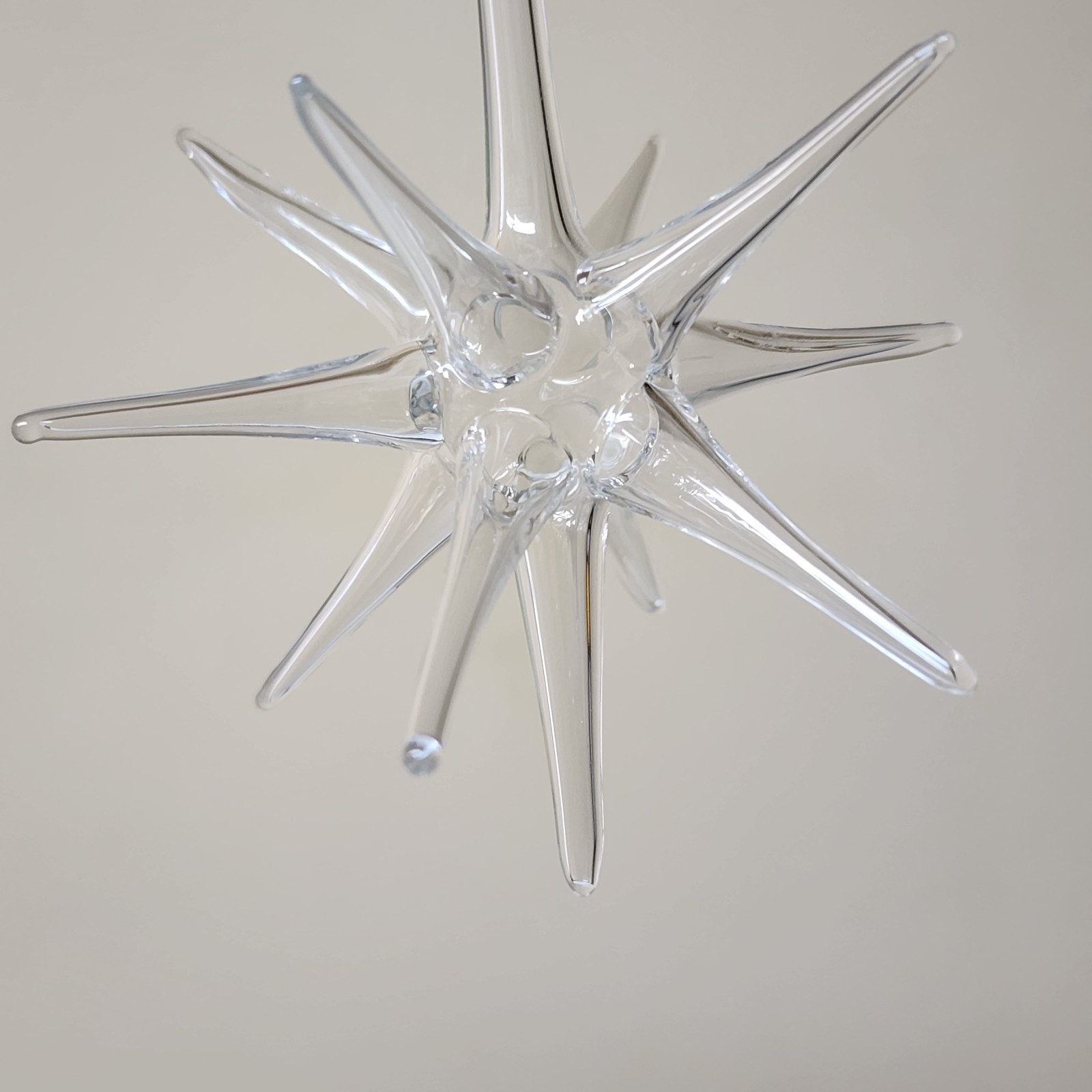 Vintage Parise Vetro Italy Clear Art Glass Hand Blown Atomic Star Round Ornament