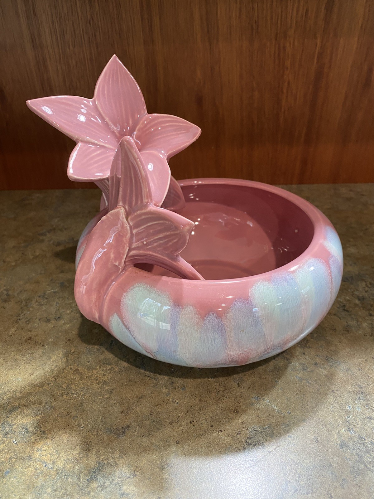 Vintage Royal Haeger by Royal Hickman, Mauve Agate Lily Planter Bowl