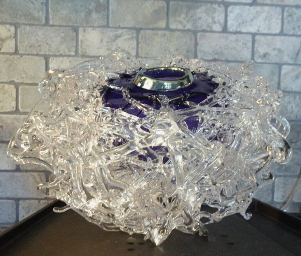 Signed 2004 April Wagner Epiphany Art Glass Threaded Sculpture Vase Pd $1700
