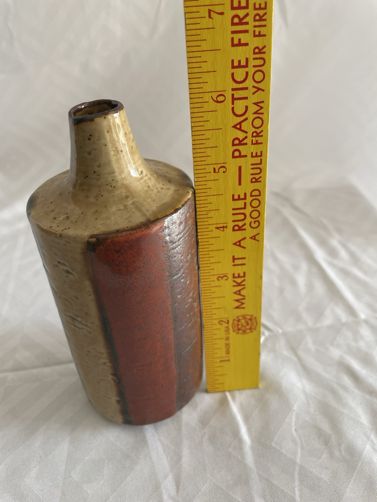 MOC Japanese Otagiri Bud Vase/Saki Bottle Glazed Ceramic MCM 6” Multi Colored