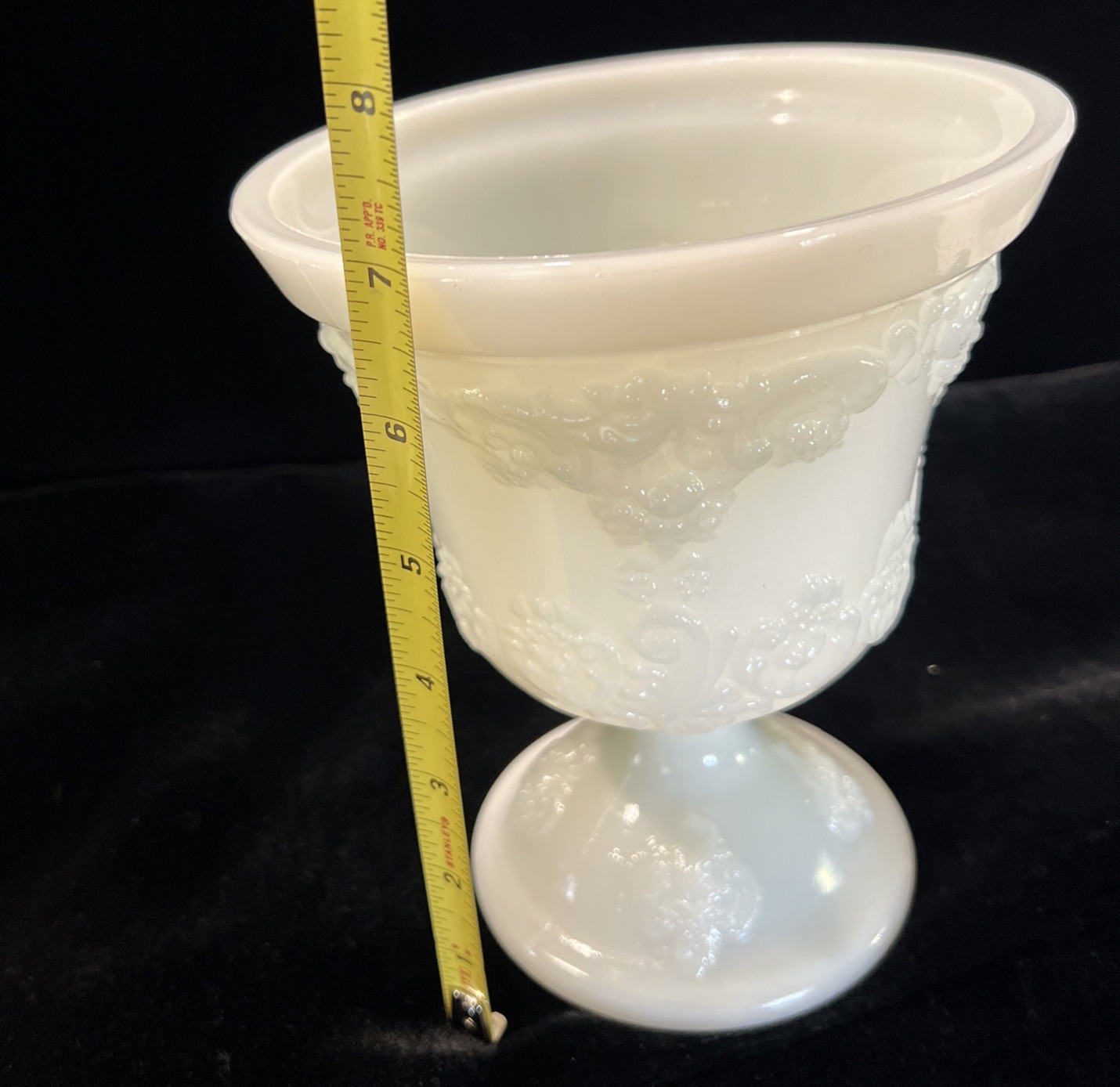 Vintage E O BRODY Milk Glass Footed VASE Compote #M4300 Planter Urn 7”x 6.75”