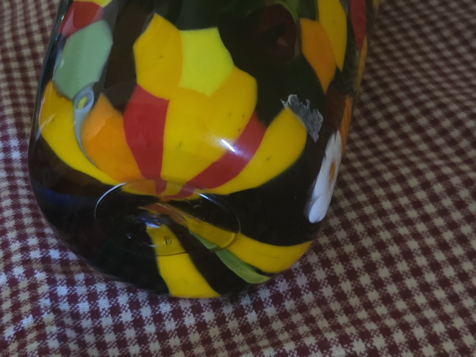 Millefiori Art Glass Vase Multicolor Decorative Abstract Glossy Finish
