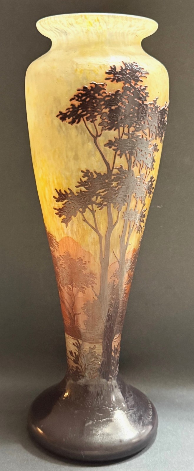 Antique c1910 Original Large 18” Art Nouveau Daum Nancy Cameo Glass Vase