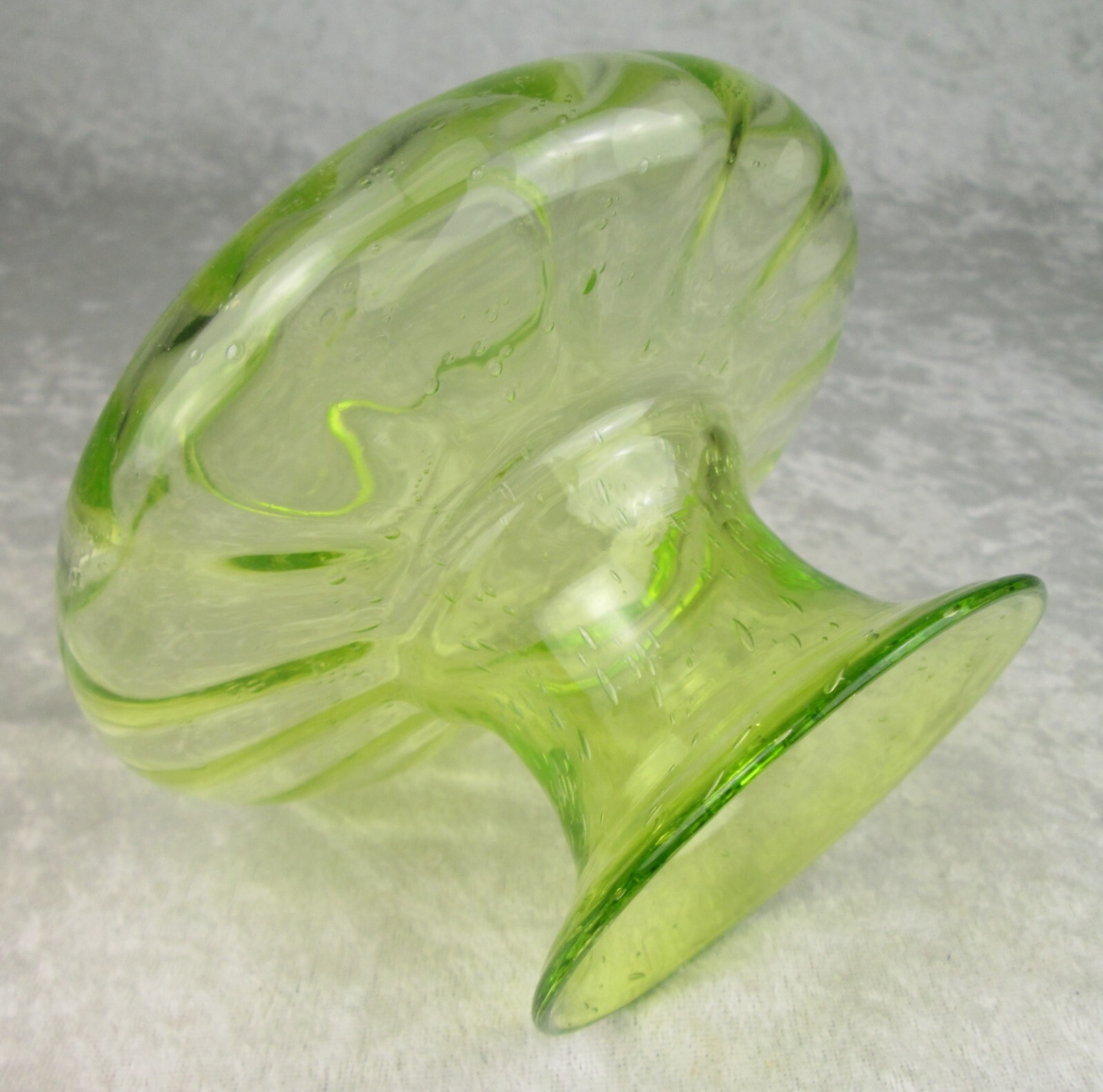 Biot Bubble Glass Vase Bright Yellow Green Hand Blown 4-1/2 inches Tall 5-1/2D