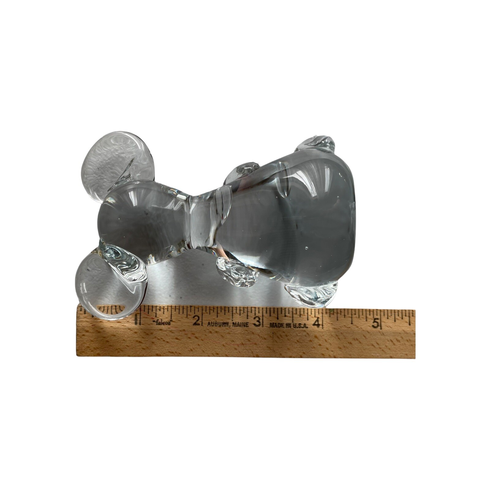 Glass Mouse Figurine Paperweight Clear Mouse Polished Bottom Few Bubbles