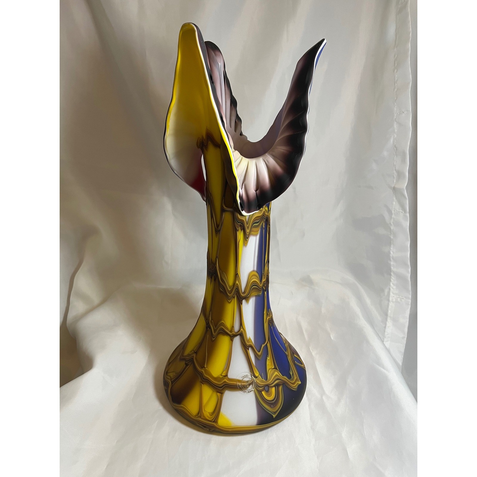 Essie Zareh Balkan Russia Art Glass Jack in the Pulpit Vase 16 Inch