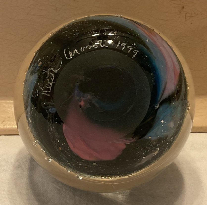 Vintage 1999 Keith Cerasoli Milky Way Galaxy Glass Paperweight 3 1/2” Diameter