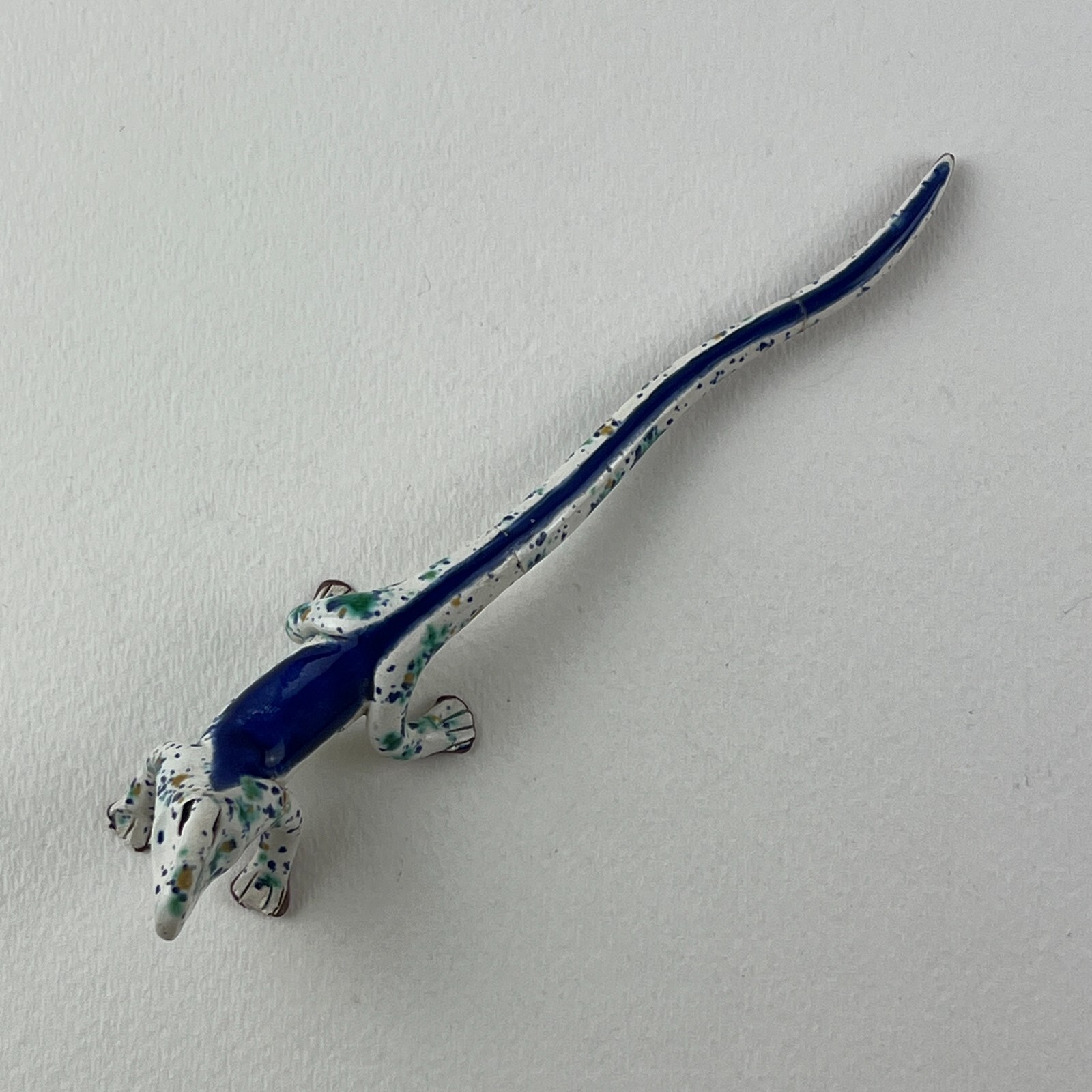 Studio Pottery Lizard Figurine Artisan Sculpture Glazed Earthenware Animal Decor