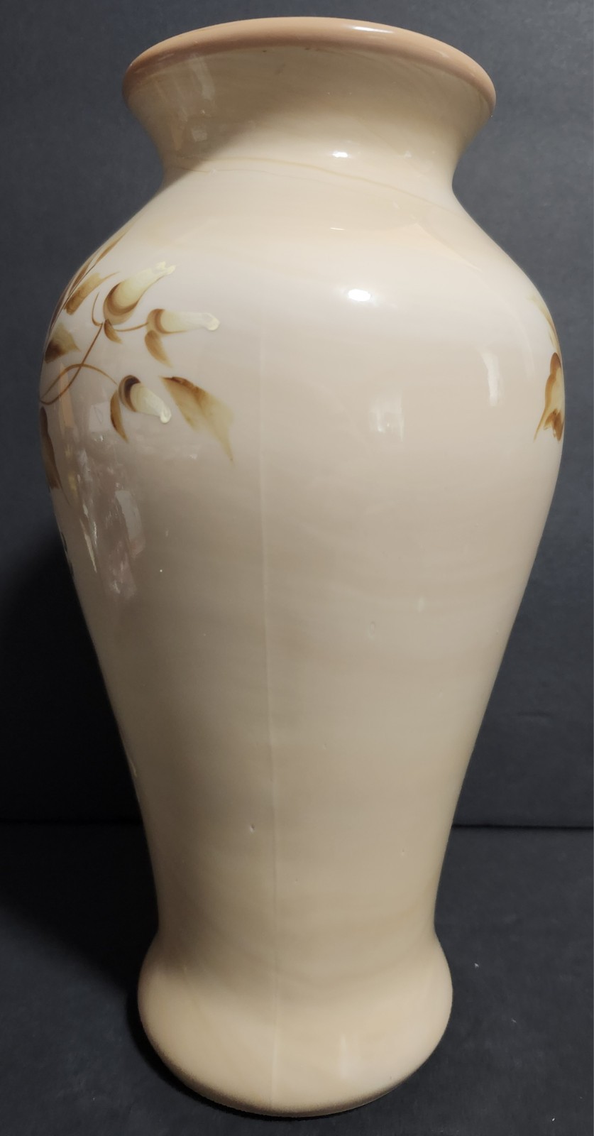 Fenton Chocolate Glass Vase NFGCA Hand Painted Roses By JK Spindler PLEASE READ