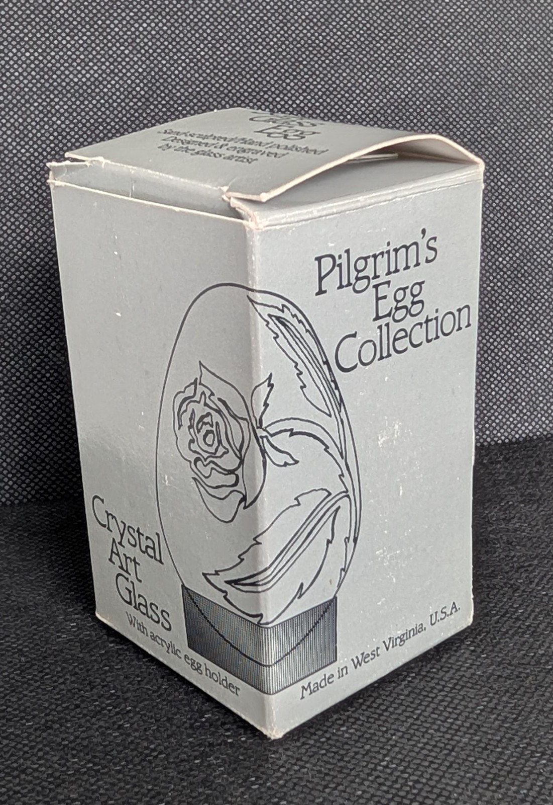 Vtg Pilgram Glass Sand Carved Egg Red with Hearts Original Box Acrylic Stand