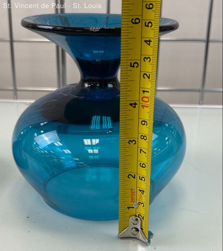 Optic Italian Empoli MCM Vintage Cobalt Blue Candy Dish Apothecary Jar W/ Lid