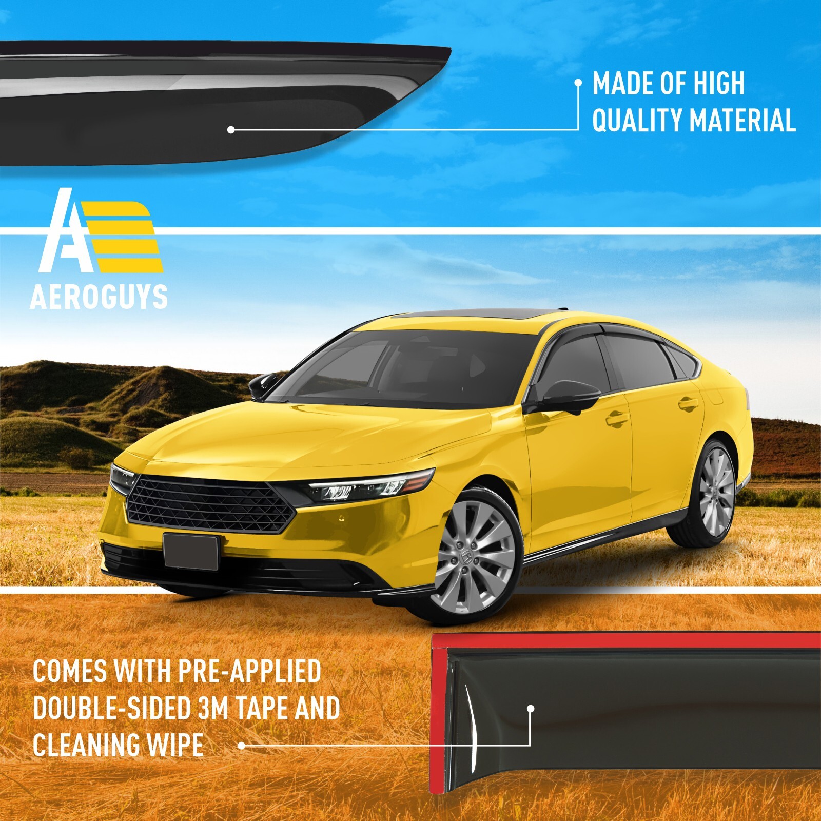Sun Rain Visors Wind Rain Guards for 2023-2024 Honda Accord
