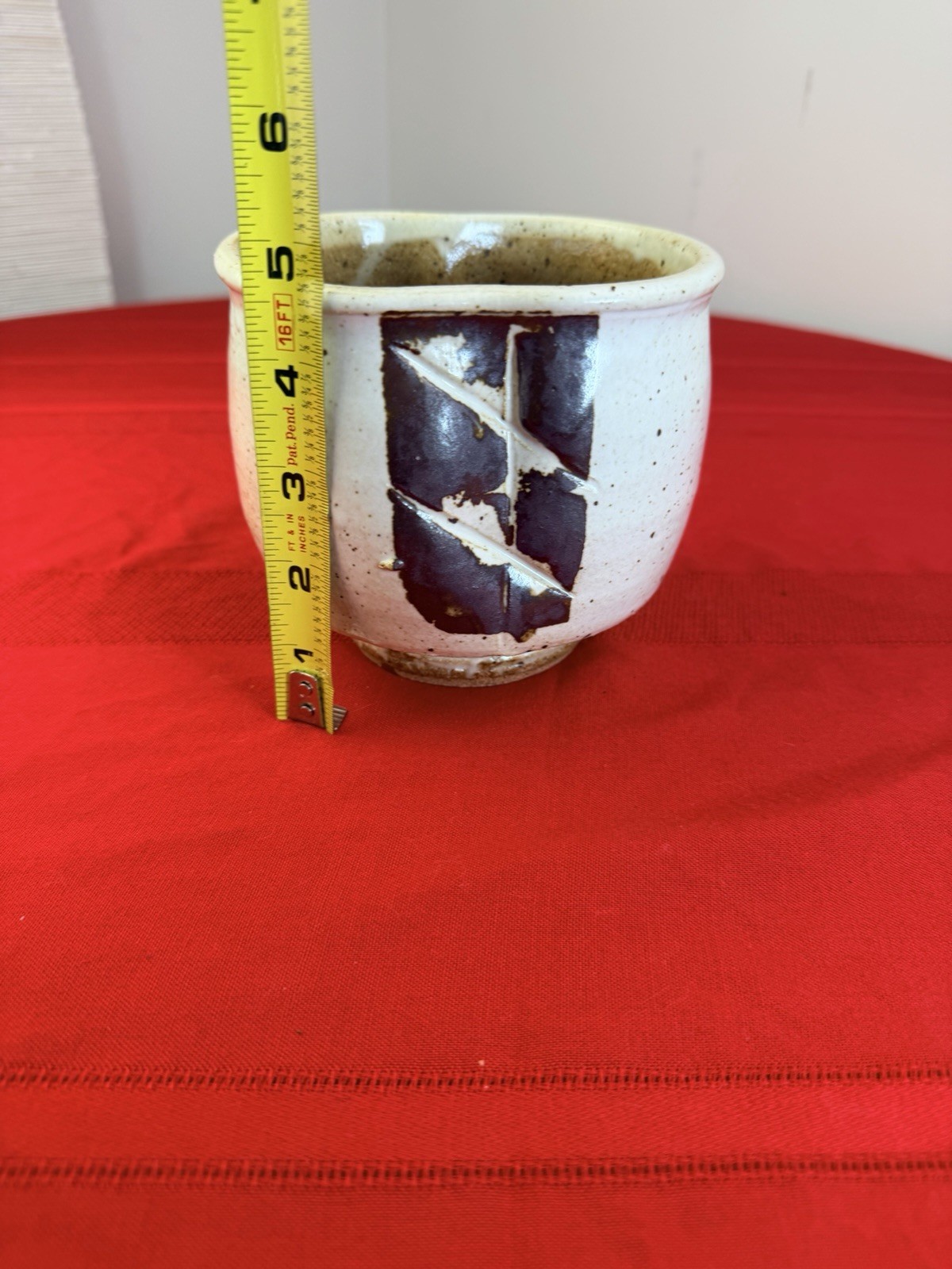 Vtg Studio Pottery Cache Pot Planter Yunomi Cup Signed GC Japanese Style Vessel