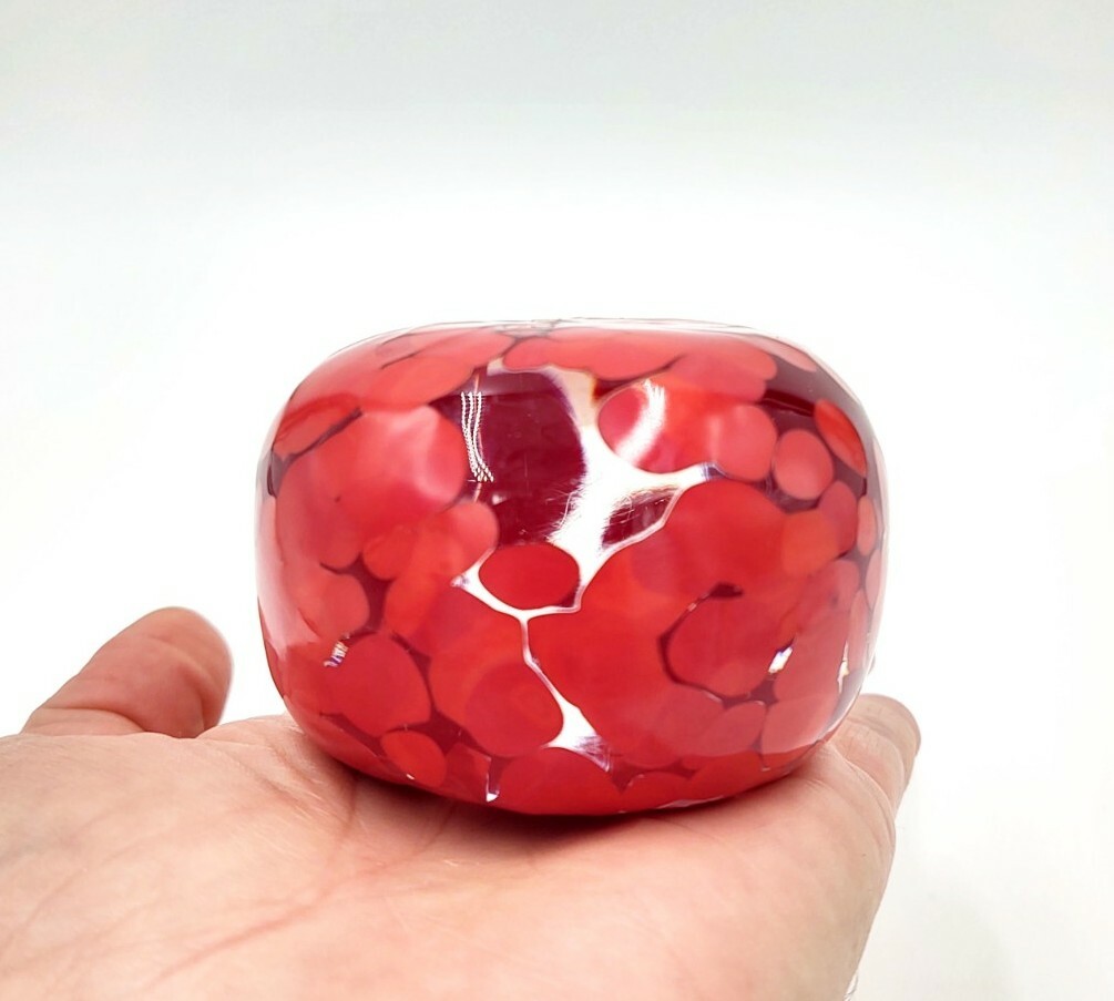 Vintage Signed Art Glass Red Paperweight “Converge” Unique
