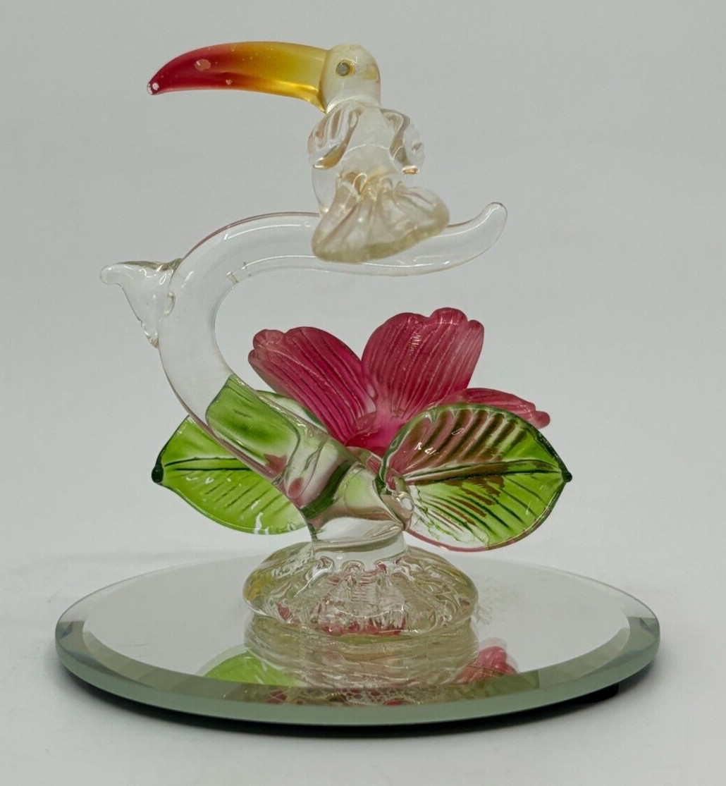 Lot of 3 Miniature Spun Glass Bird Animal Figurines Swans Toucan Doves