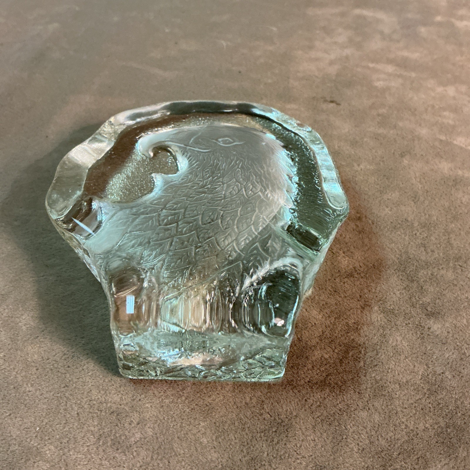 1970S Cristal d’Arques France Glass Bald Eagle Intaglio Paperweight Clear