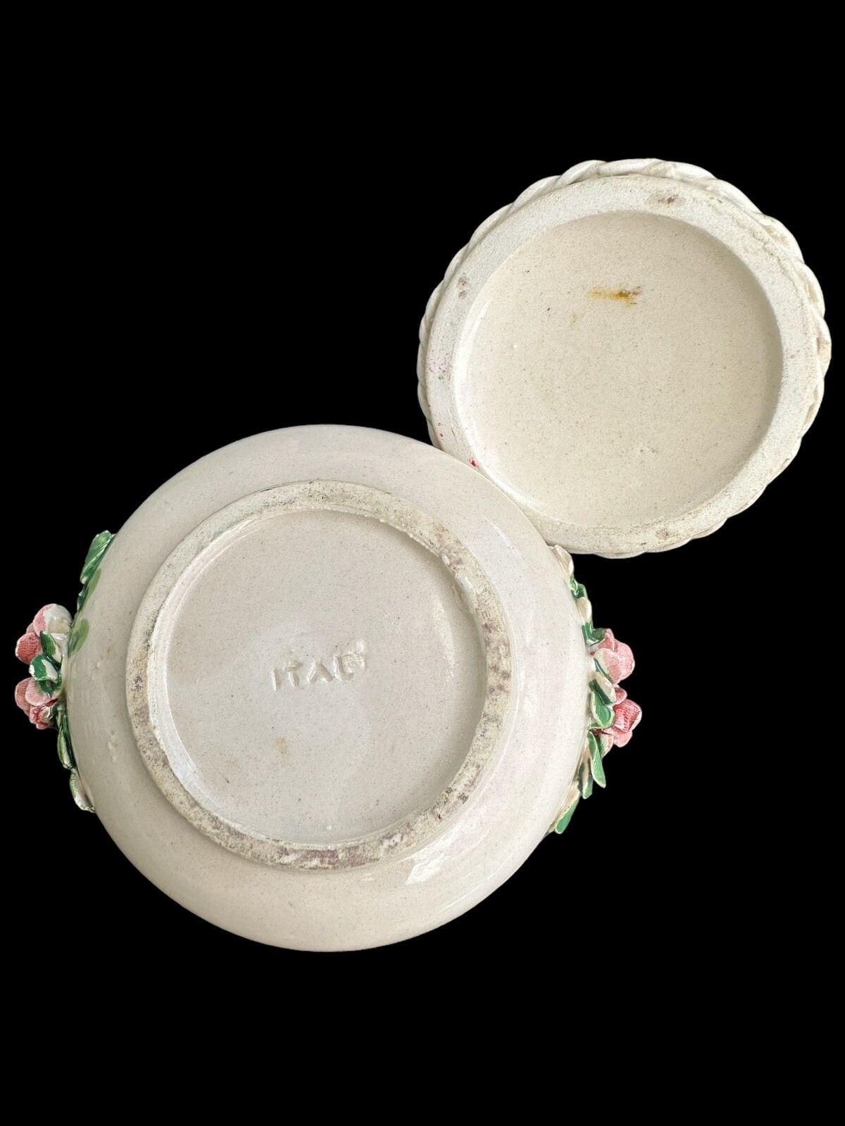 Italian Capodimonte Style Porcelain Trinket Floral Rose Jewelry Box Vintage