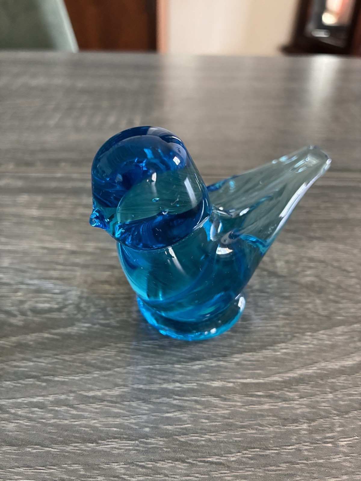 Vtg Ron Ray 1991 Signed Glass Blue Bird Of Happiness 4” Figurine