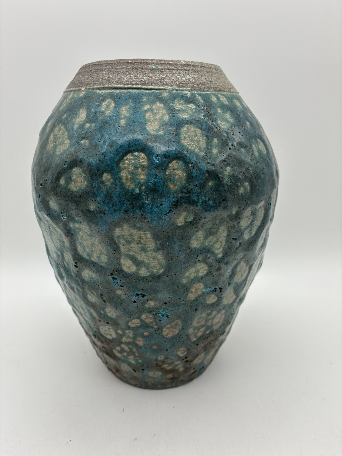 Raku Pottery Vase Signed By Artist Fat Lava Glaze
