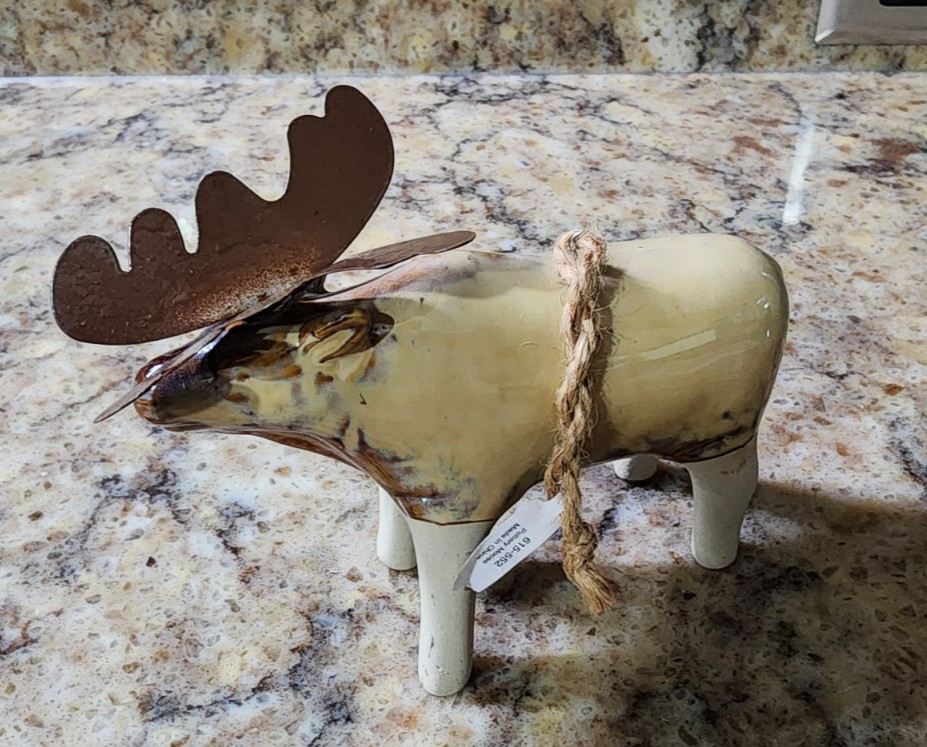 Crate And Barrel Pottery Moose Ornament Hanging NWT