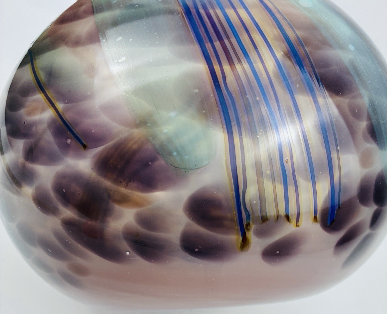 🪼 Daniel Edler 1983 “Graffiti Series” Signed Studio Art Glass Vase Large 8” MCM