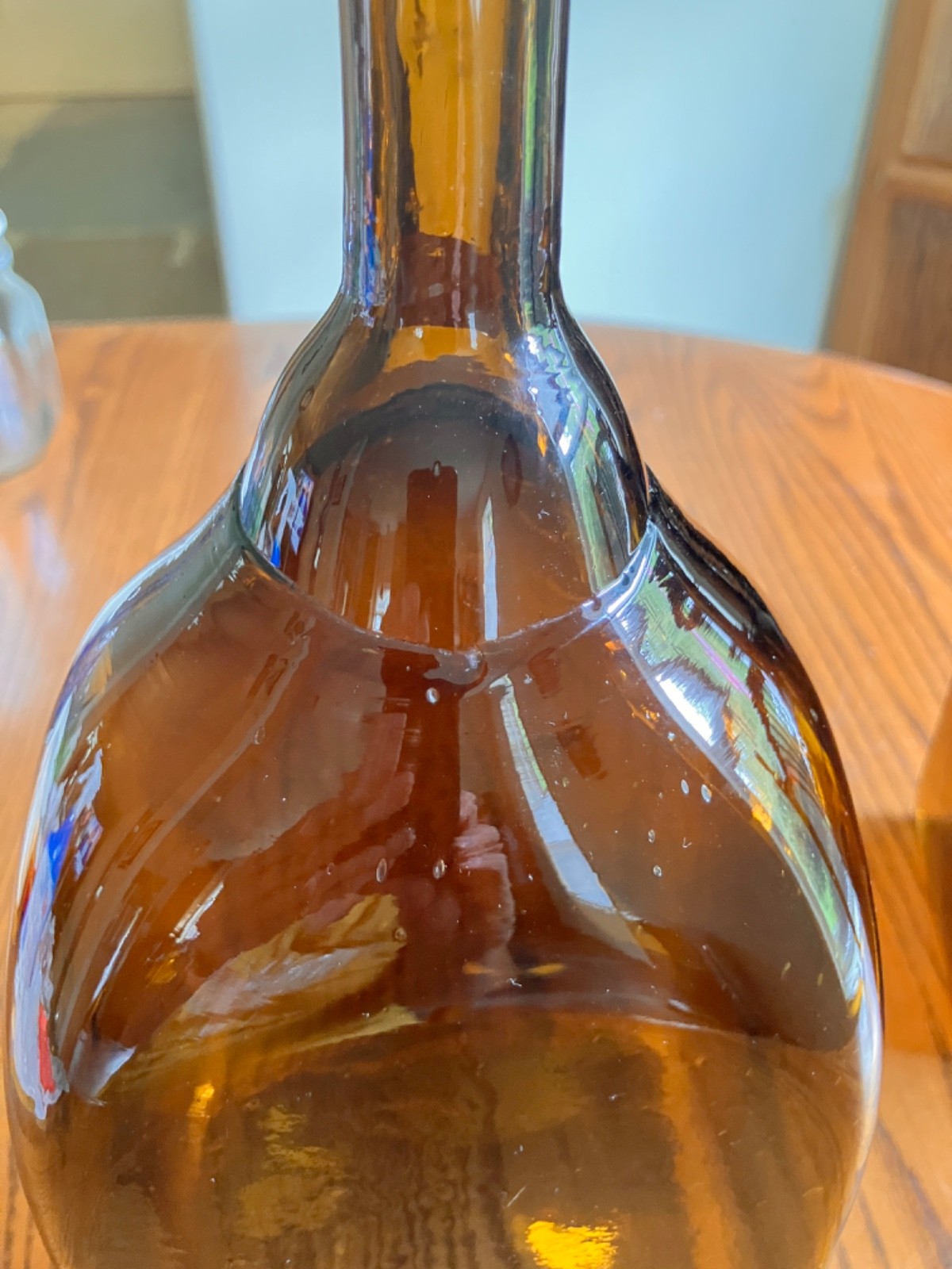 Vintage ÁVALOS GLASS Amber Honey Brown Hand Blown Bottle 12 1/2″ Mexico