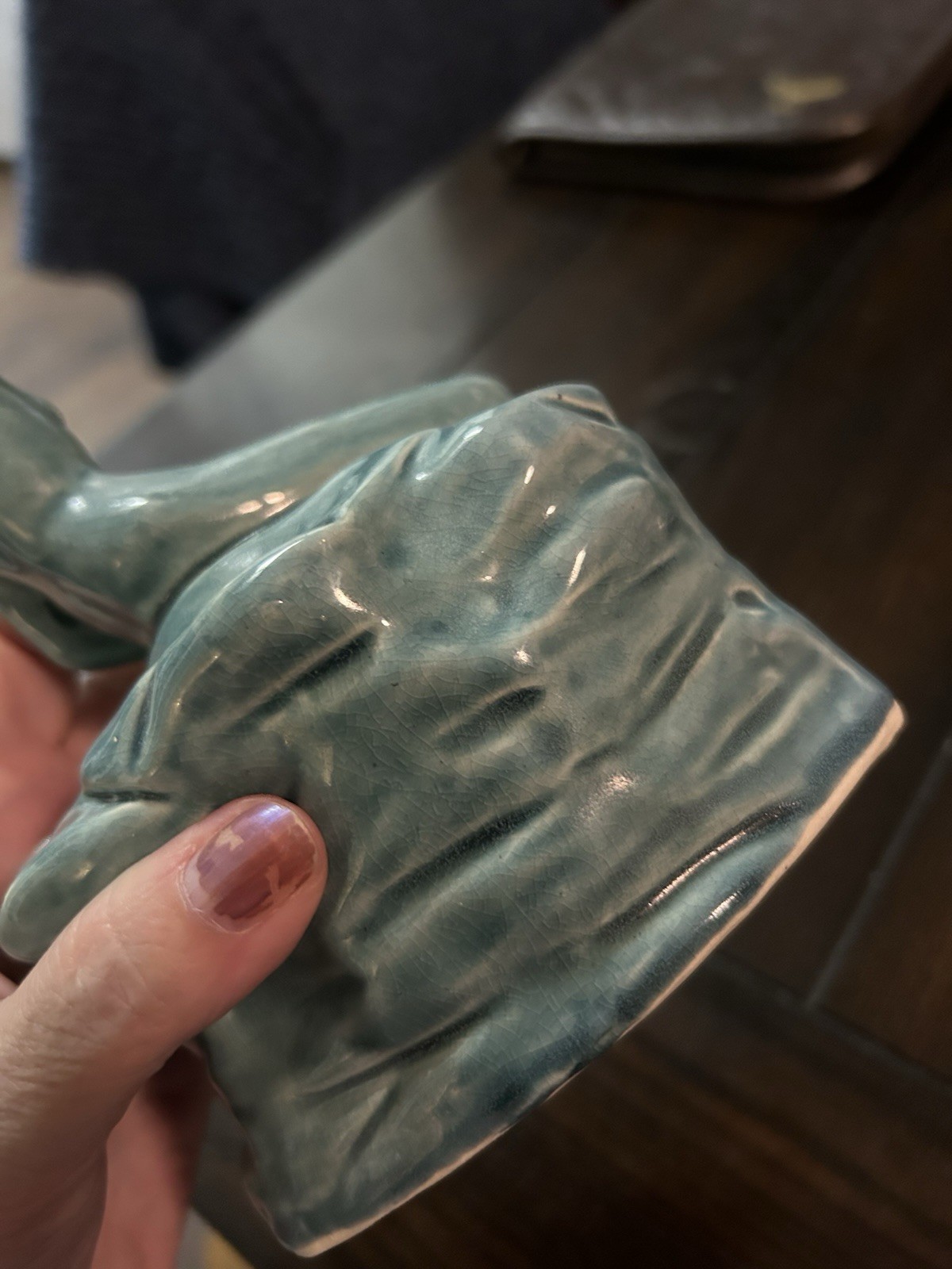 Antique Art Nouveau Sea Nymph 6.5 Tall Art Pottery Flower Frog Yankoware Japan