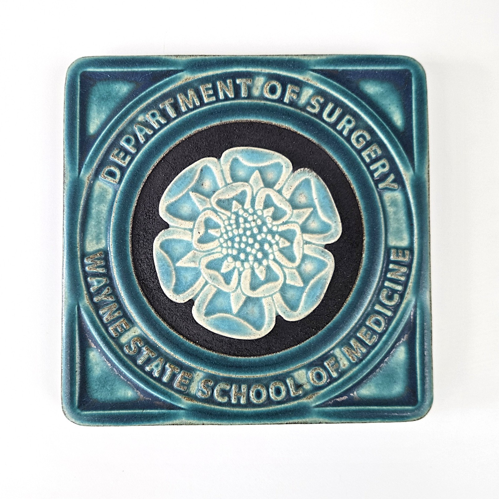 Rare Pewabic Pottery Tile 6×6 Dept of Surgery Wayne State Arts Crafts Detroit