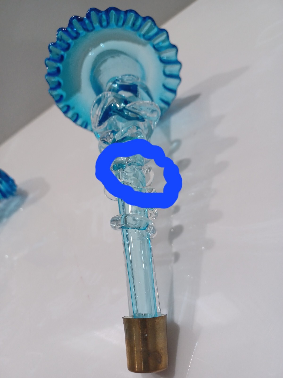 Glass Epergne ~ Antique Victorian BLUE / CLEAR ~ England ~ EXQUISITE!