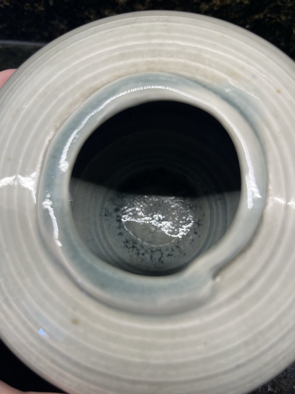 Signed Studio Pottery Hand Thrown Stoneware Round Vase Crackle Glaze 3.5” Tall