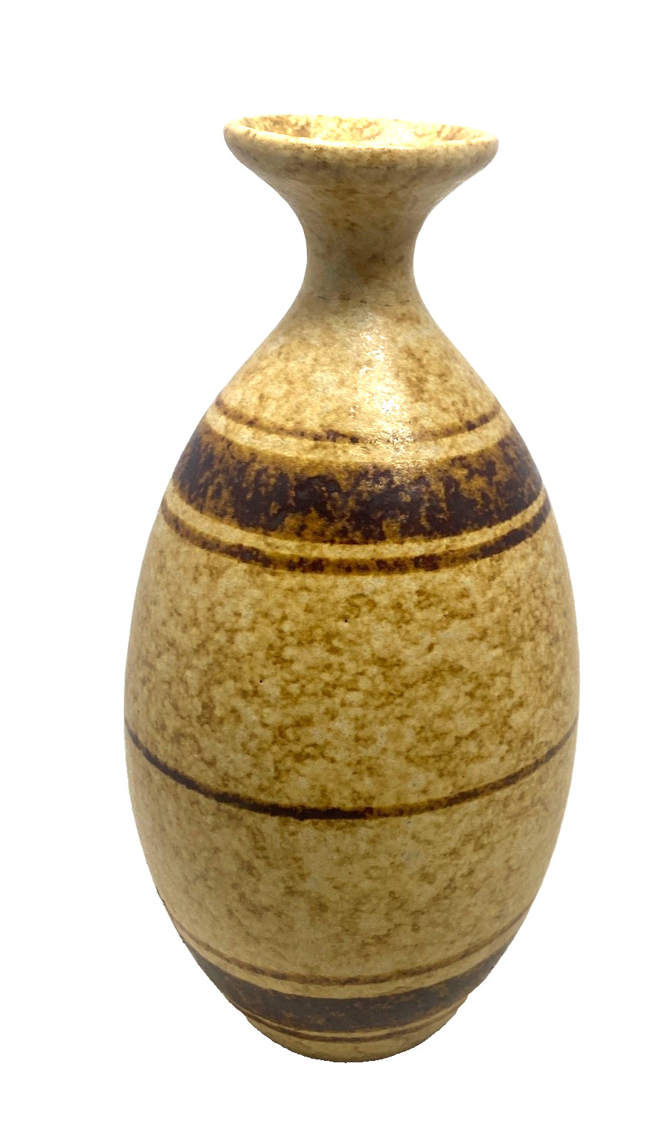 Pottery Craft Brown Vase Sand Mixed Handmade Stoneware Vintage Approx. 8”