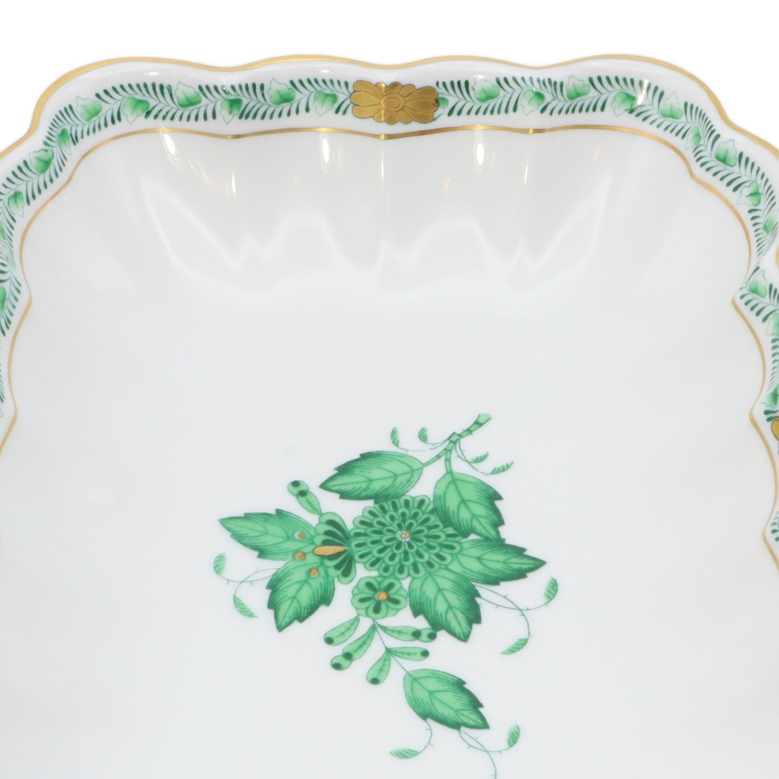 Herend Apponyi Green Trinket Tray Server – Porcelain Dish – Vintage Hungarian Ch