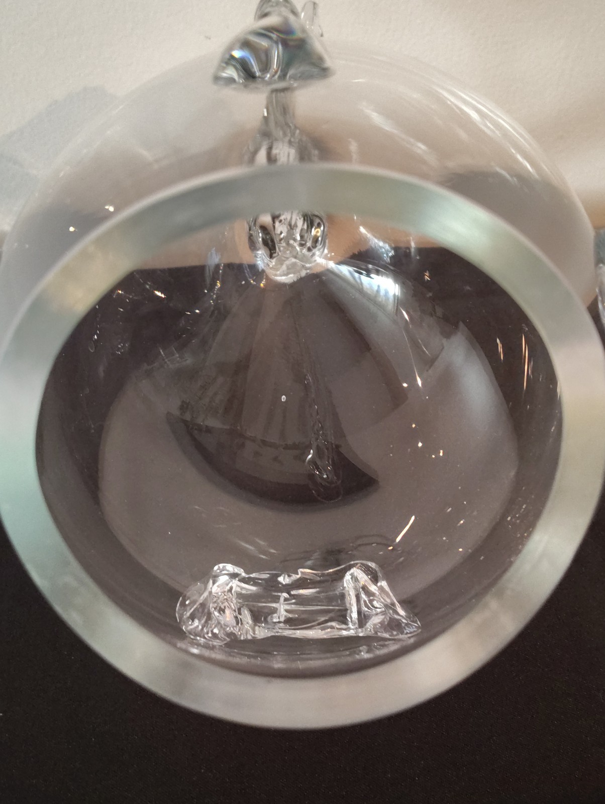 Blenko Style Crystal Clear Art Glass Fish Shaped Bowl Vase Planter Large 14″ F1