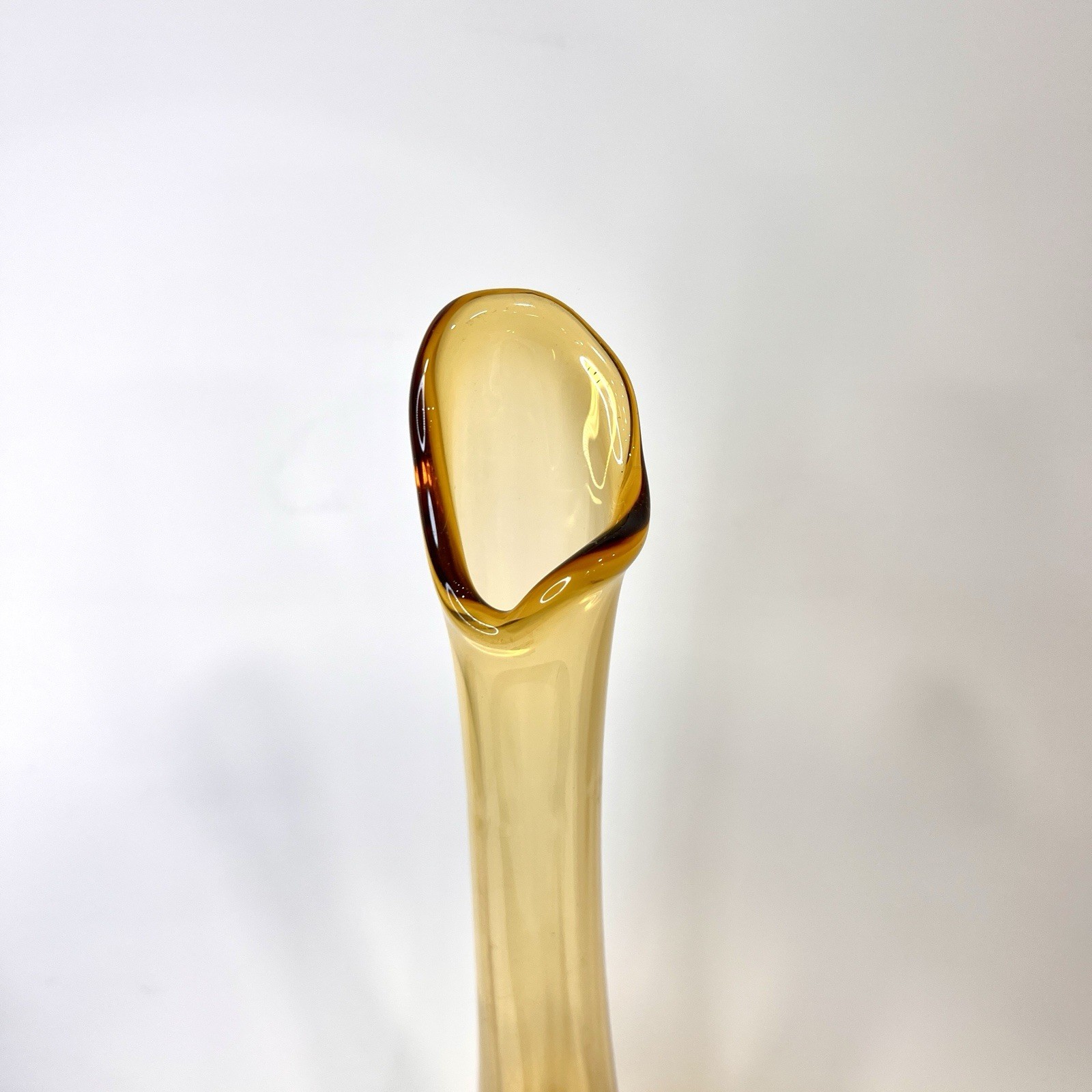 Viking Hand Made Amber Swung Glass Vase Mid Century Modern 20” Tall