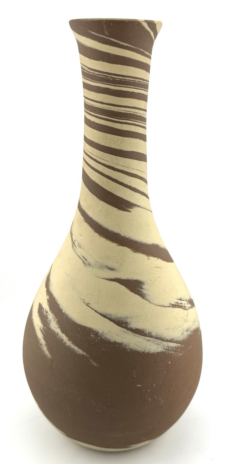 W.J. Gordy Hand Made Studio Pottery Swirl Art Vase 12″ Georgia Signed Large