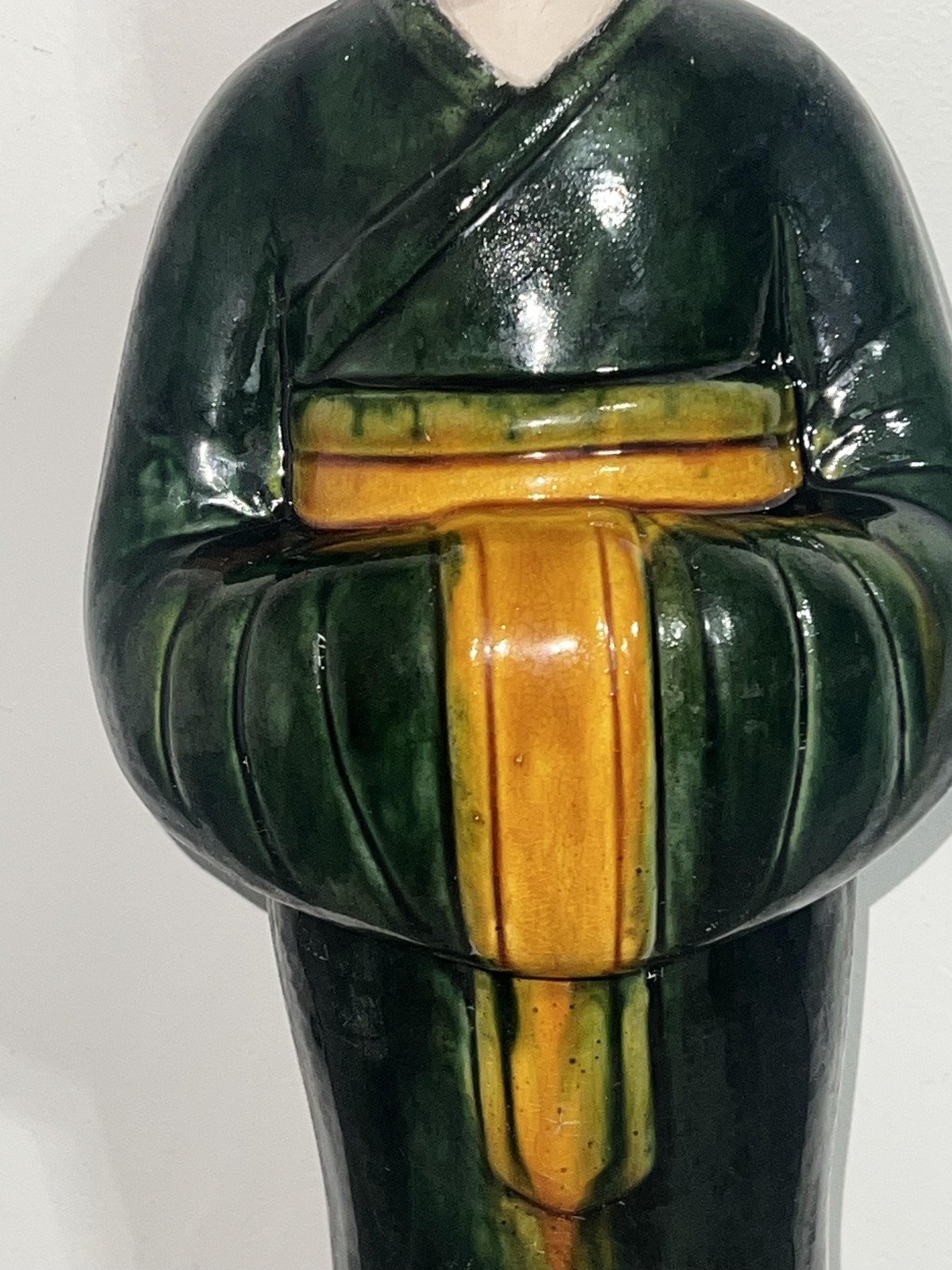 Chinese Scholar Ceramic Figurine Green Crackle Glaze Large HT9819M Decor