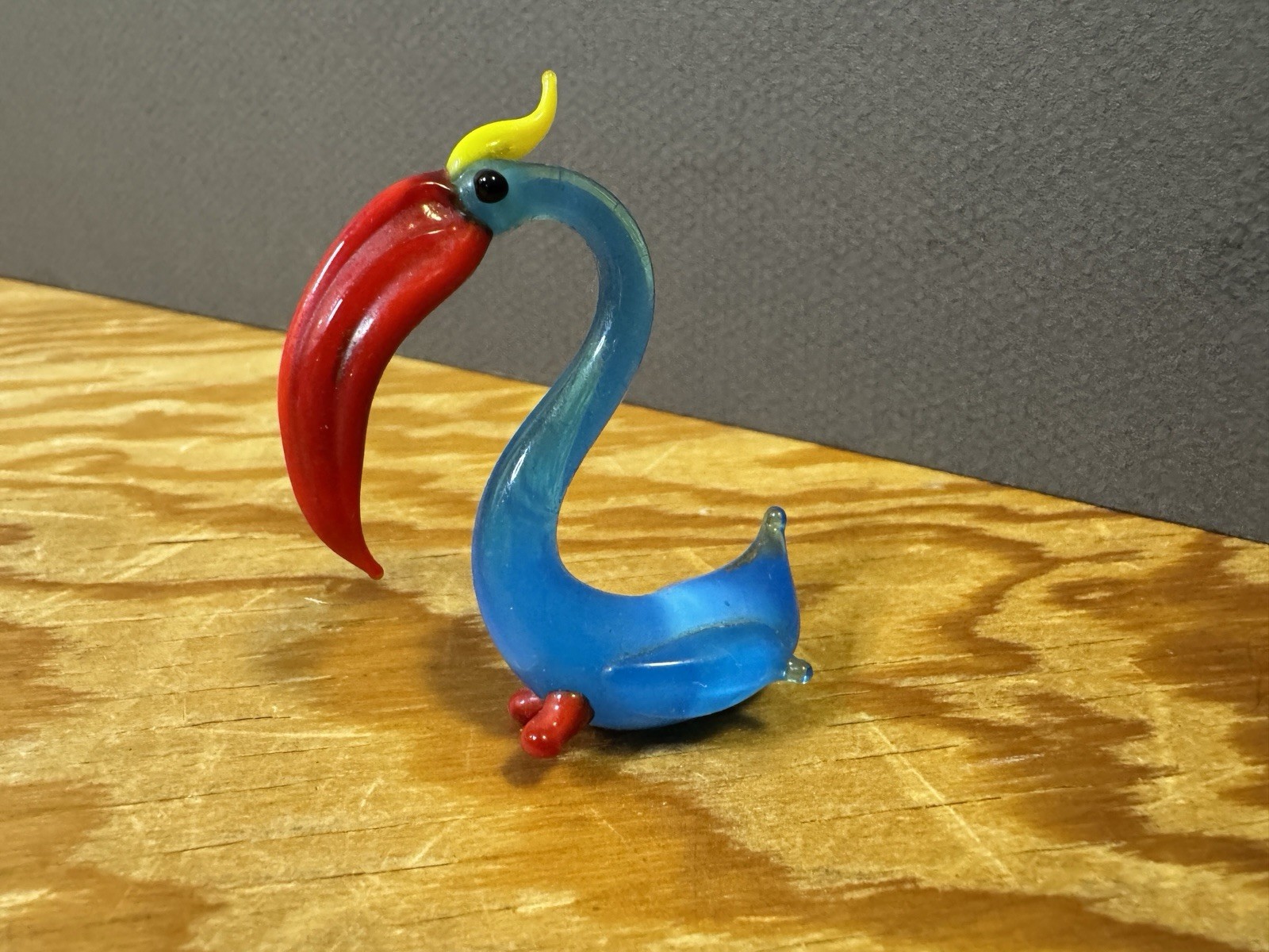 Vintage MCM Glass Shore Bird Figurine Pelican Stork Heron blown