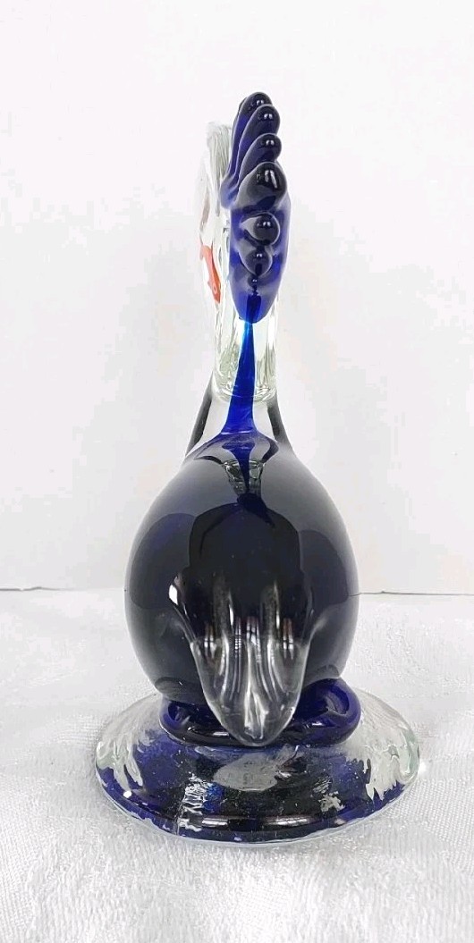 Vtg Penco Hand Blown Art Glass Pelican Figurine Paperweight Murano-Style