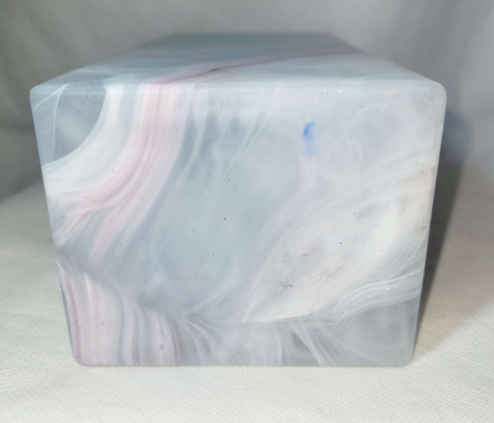 Hand Crafted Pink And White Marbled Style Swirled Glass Vase/Vessel