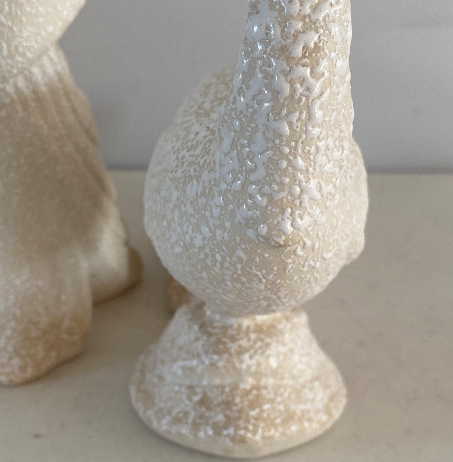 MCM Vintage Retro Peacock Off White Spatter Bird Figurines