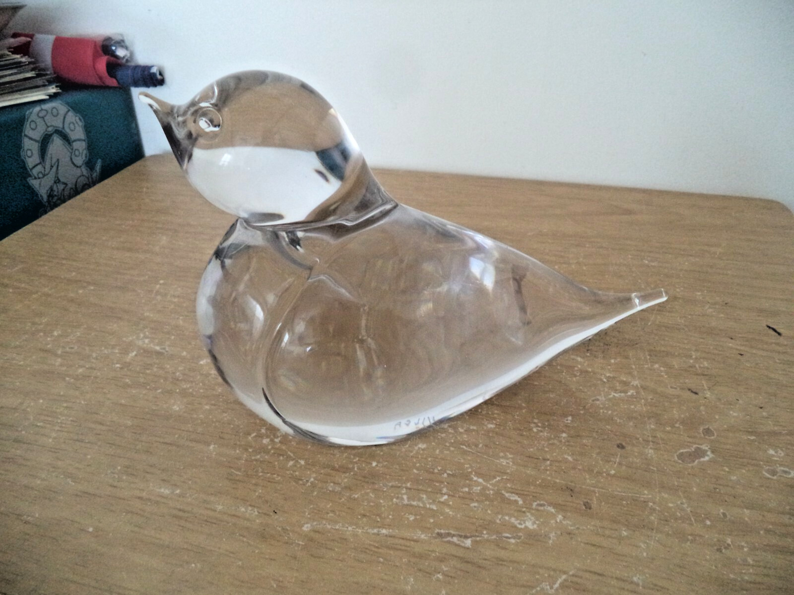ART GLASS DOUBLE SIGNATURE HAND BLOWN BIRD 5″ HIGH X 7″ LONG 3 LP. 11 OZ