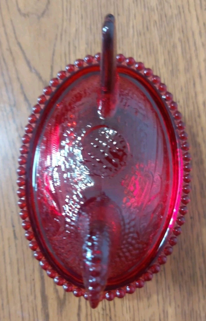 Red Hen On Nest Glass Candy Dish 3 1/2 T x4 3/4 L NEW