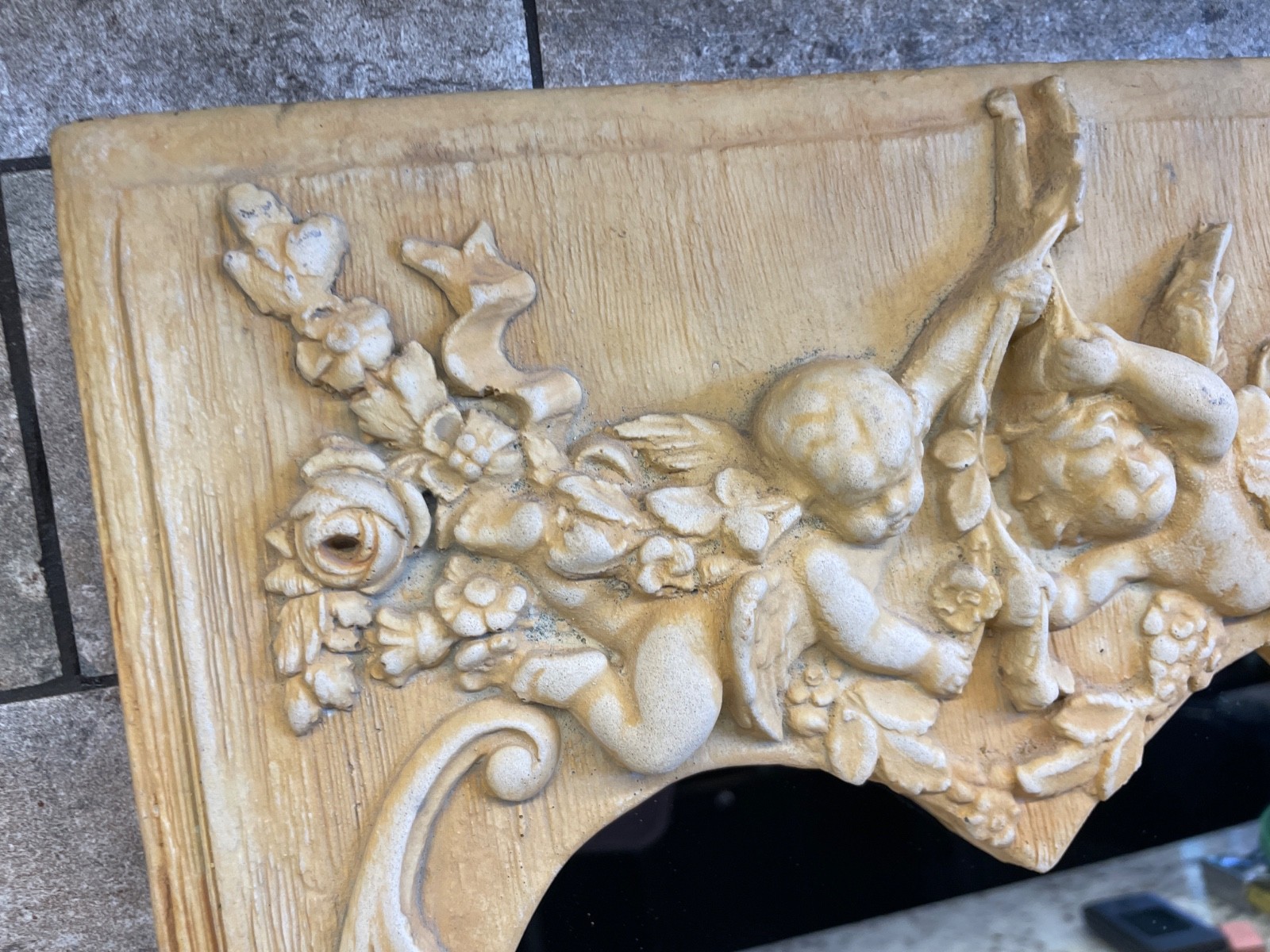 Hayes Parker 3D Sandstone Sculpture CHERUB CUPID ANGEL HEART 15.75″ Mirror 12+LB