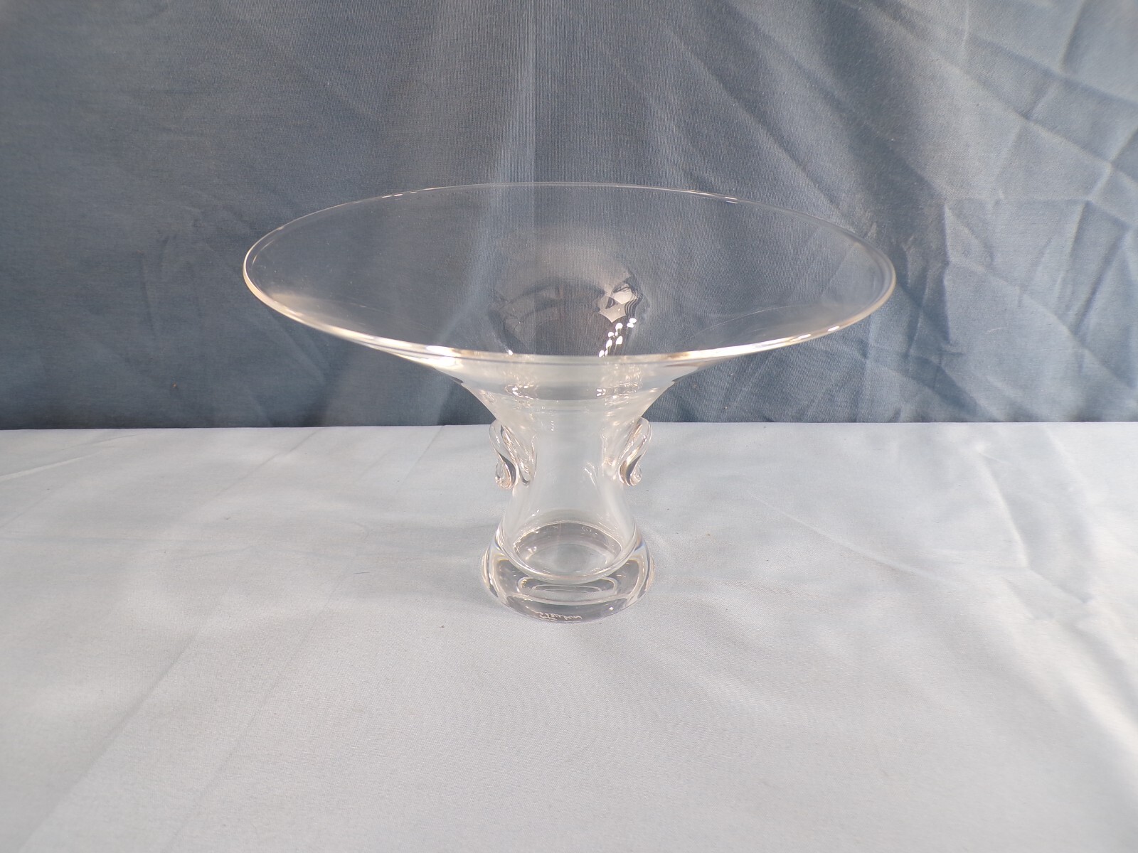Steuben Signed Clear Glass Flared Vase 7 3/8″ Wide