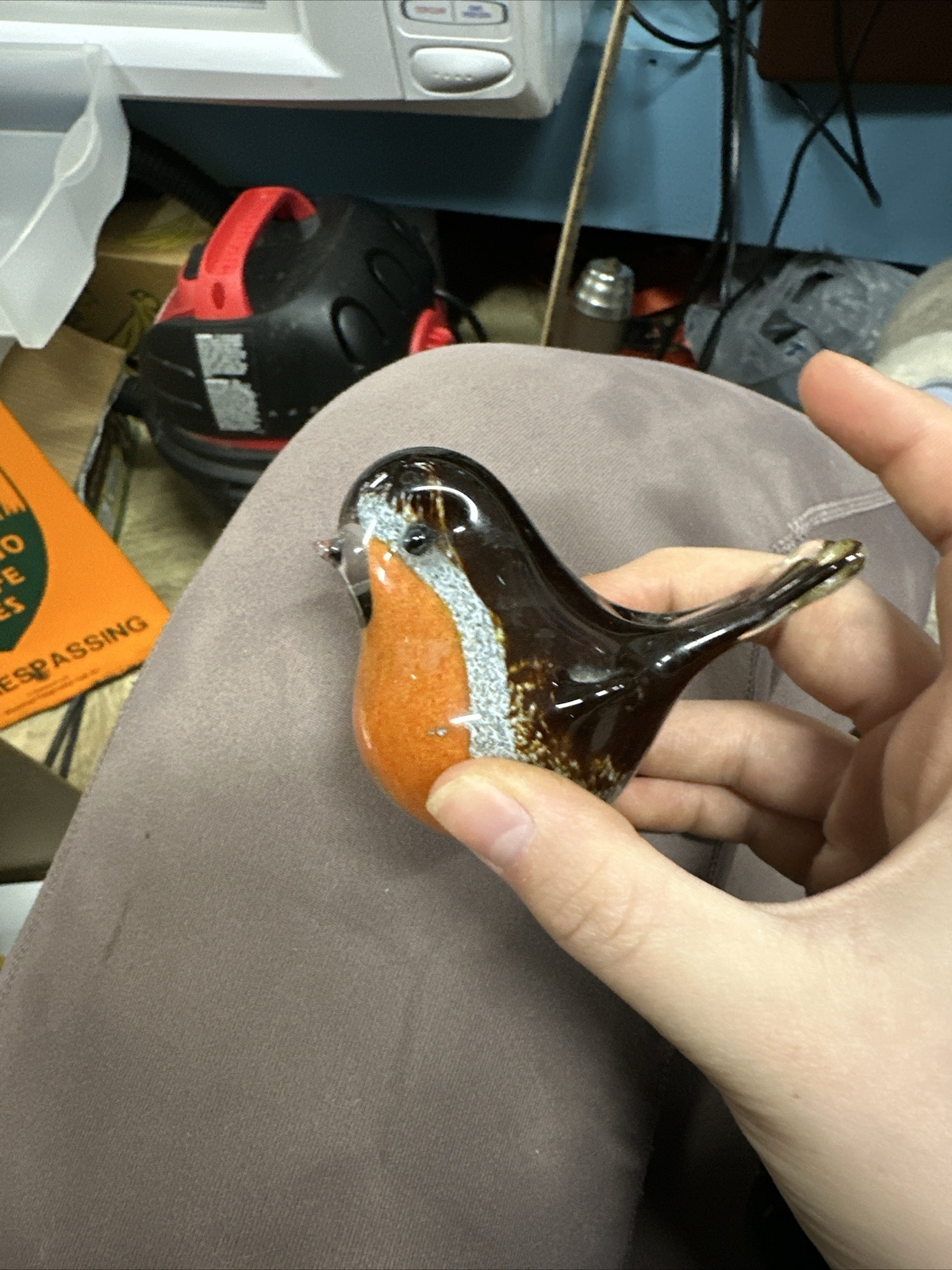 Langham Glass Hand-Made Crystal Bird Robin Signed Paul Miller