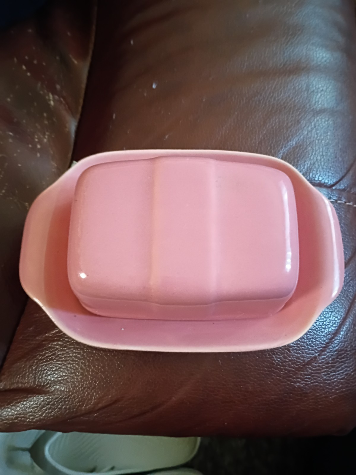 Vintage Bauer Pink Butterdish