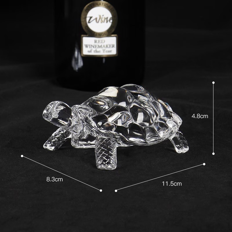 Glass Turtle Figurine Home Decor Ornament Paper Weight 4.5 inches Long
