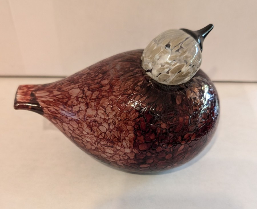 Iittala Finland Oiva Toikka Nuutajarvi Art Glass Rosy Finch Bird Signed Labeled