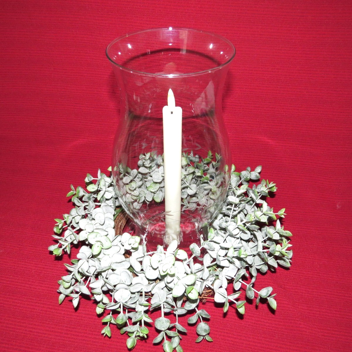 Princess House HERITAGE tall crystal hurricane candle holder 2 pc 12 1/2″ high